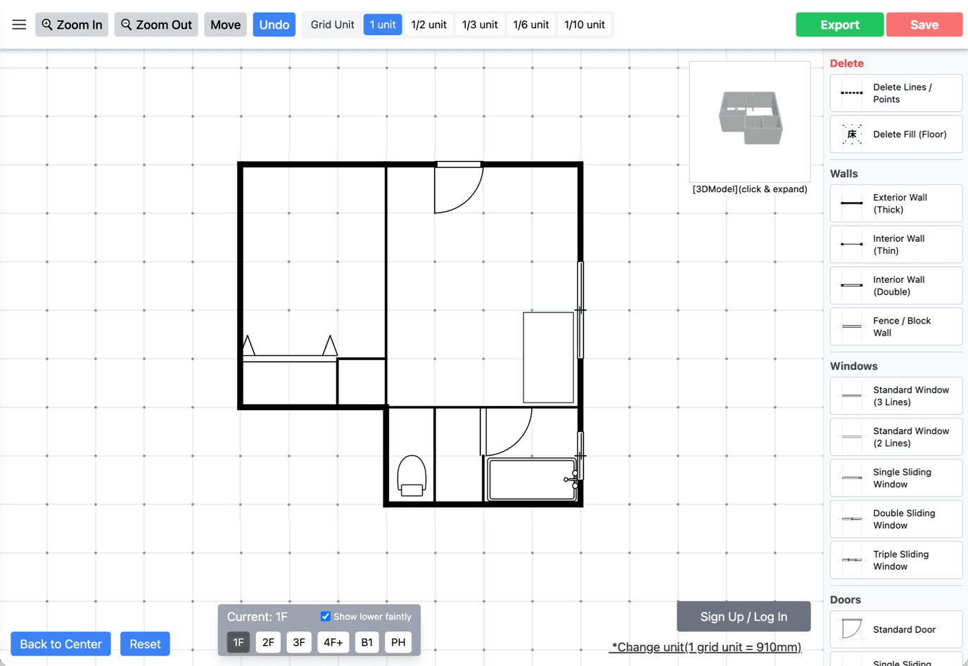 Example of the floor plan editor